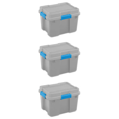 Sterilite 30 Gal Gasket Tote Heavy Duty Stackable Storage Bin with Lid, 3 Pack - VMInnovations