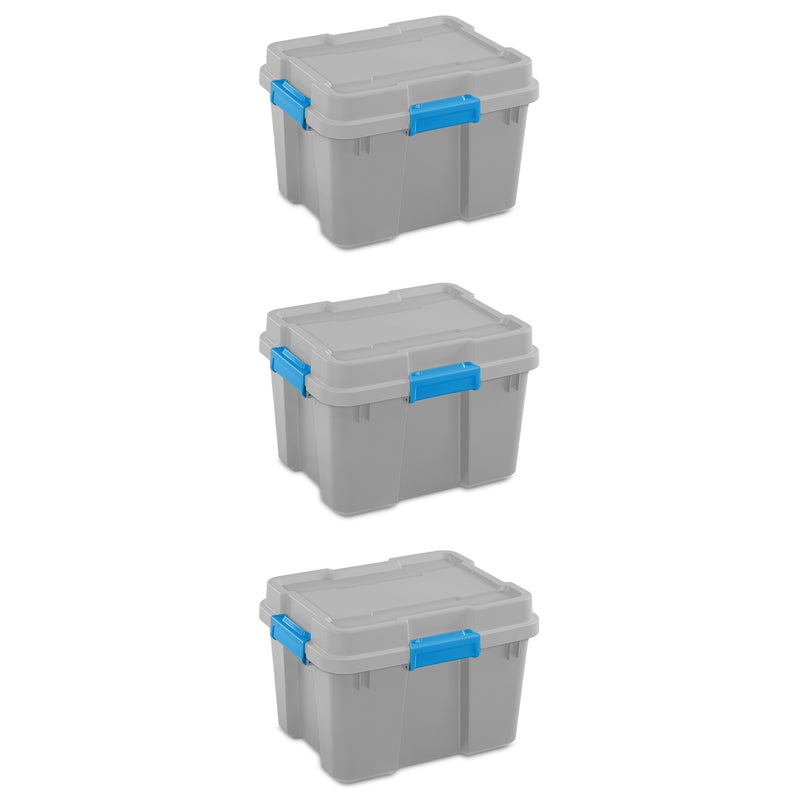 Sterilite 30 Gal Gasket Tote Heavy Duty Stackable Storage Bin with Lid, 3 Pack - VMInnovations