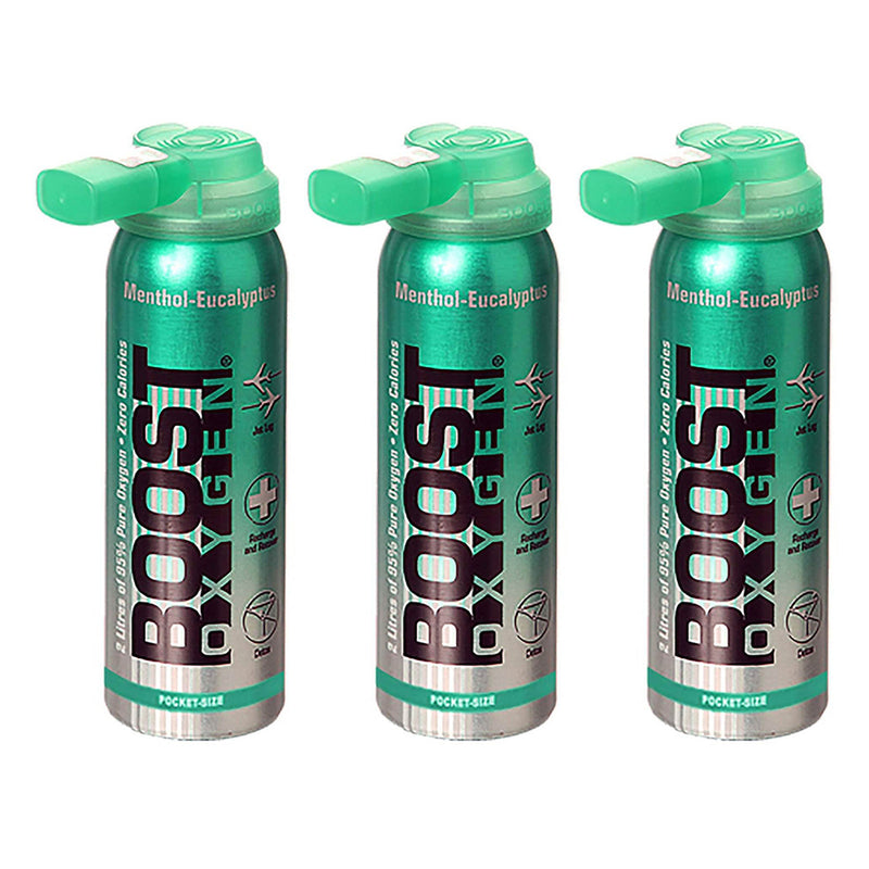 Boost Oxygen Canned 2-Liter Natural Oxygen Canister, Menthol Eucalyptus (3 Pack)