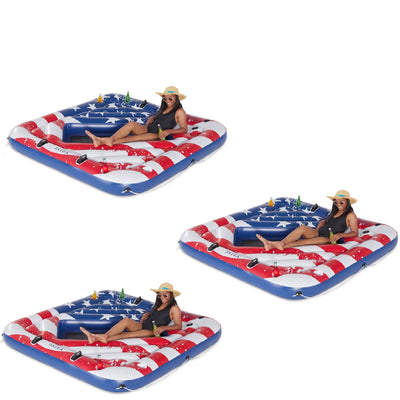 Intex 57264VM Inflatable American Flag 2 Person Pool and Lake Float (3 Pack) - VMInnovations