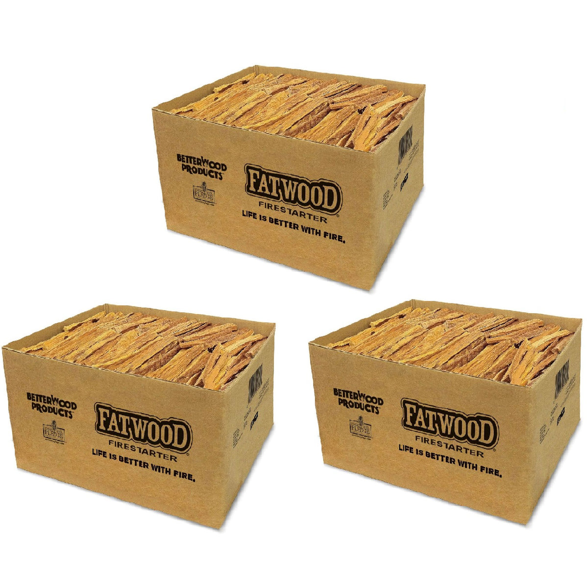 Betterwood Products Natural Hand Split Fatwood 25 Pound Firestarter (3 Pack) - VMInnovations