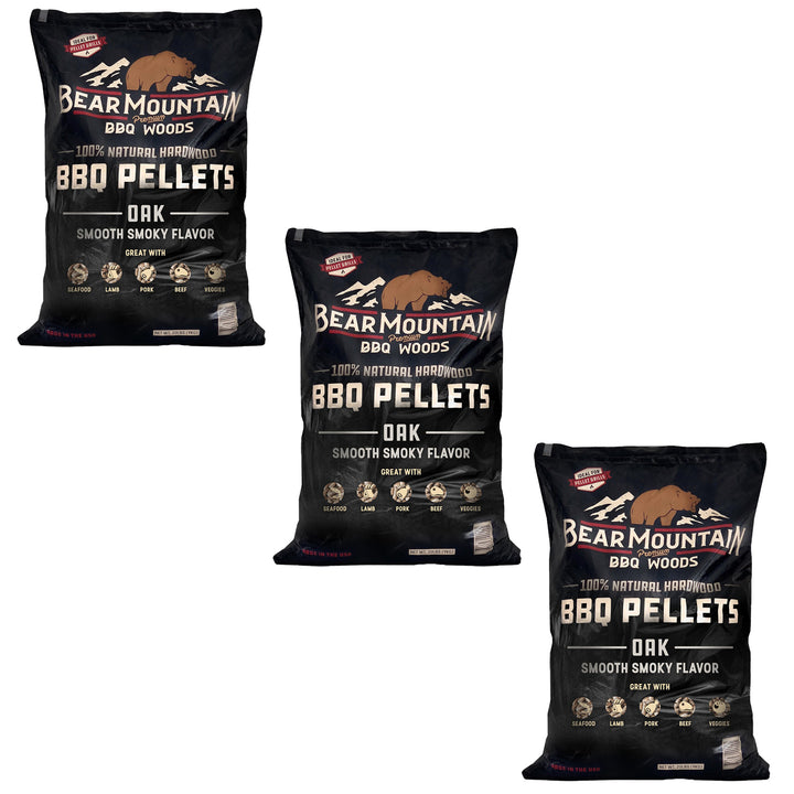 Bear Mountain BBQ All Natural Hardwood Oak BBQ Smoker Pellets, 20 lbs (3 Pack)