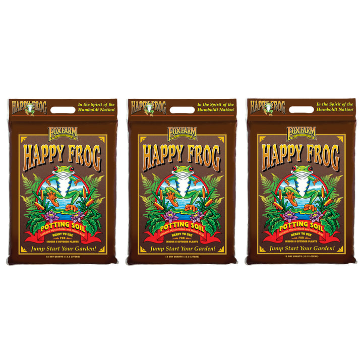 FoxFarm Happy Frog Nutrient Rapid Growth Garden Potting Soil, 12 quart (3 Pack)