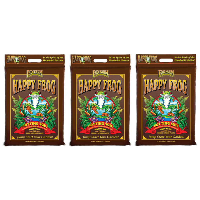 FoxFarm Happy Frog Nutrient Rapid Growth Garden Potting Soil, 12 quart (3 Pack)
