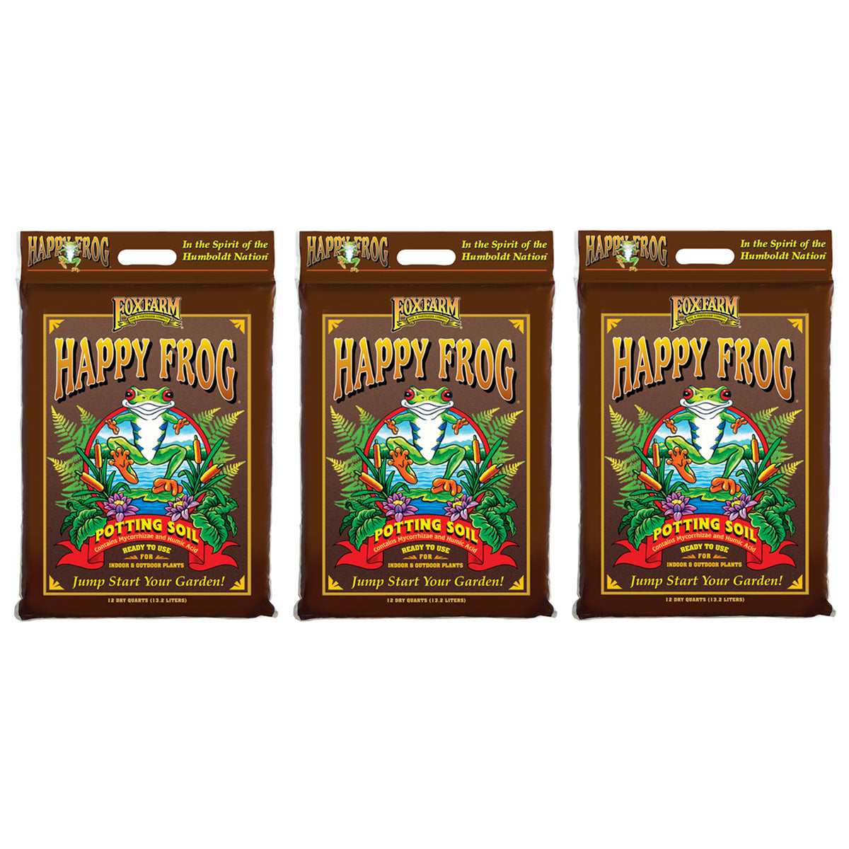 FoxFarm Happy Frog Nutrient Rapid Growth Garden Potting Soil, 12 quart (3 Pack)