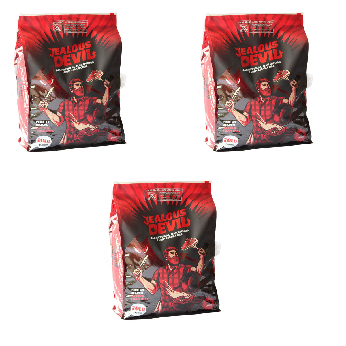 Jealous Devil 100 Percent Natural Hardwood Wood Lump Grill Charcoal, 20 Lbs (3)