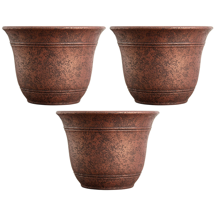 Listo SRA13001P05 13-Inch Round Plastic Sierra Planter, Rustic Redstone (3 Pack)