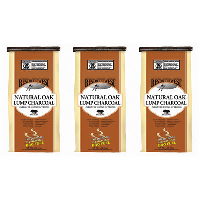 Best of the West Natural Oak Lump Charcoal for Grill Cooking, 15.4 lbs (3 Pack)