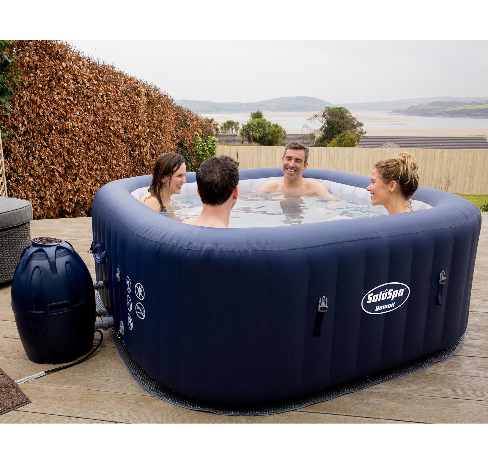 Bestway SaluSpa Hawaii 6-Person Air Jet Hot Tub with Intex Attachable Cup Holder - VMInnovations
