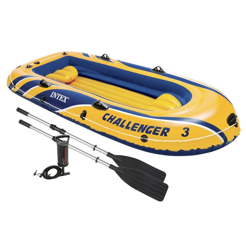 Intex Inflatable Raft Boat Set With Pump And Oars, Yellow (3 Pack) - VMInnovations