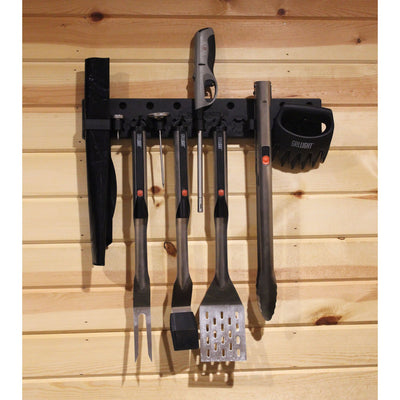 Grillight 1400801 Wall Mounted Grill Utensil & Kitchen Tool Hanger Rack, Black