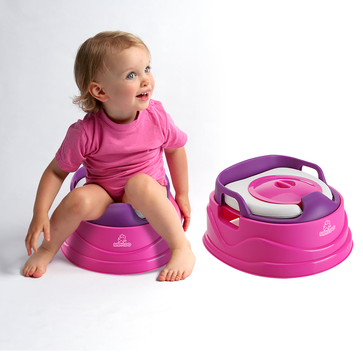 Babyloo 3 In 1 Bambino Booster Potty Trainer, 6 Months and Up, Pink and Purple - VMInnovations
