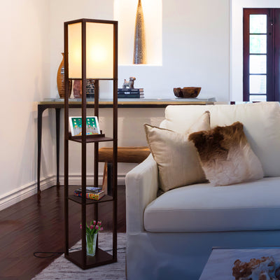 Brightech Maxwell Tower Floor Lamp w/ Shelves & Wireless Charging (For Parts)