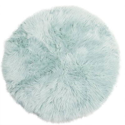Super Area Rugs Round 3 Foot Plush Soft Faux Fake Sheepskin Fur Shag Rug, Teal (Refurbished)