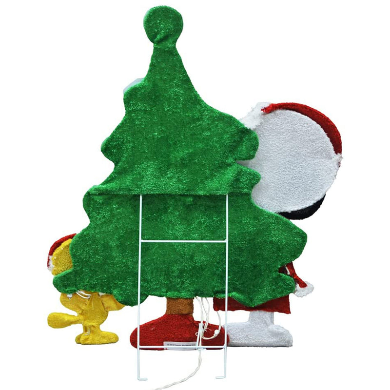 ProductWorks Peanuts 32" Snoopy & Woodstock Lit Tree Yard Decoration (Open Box)