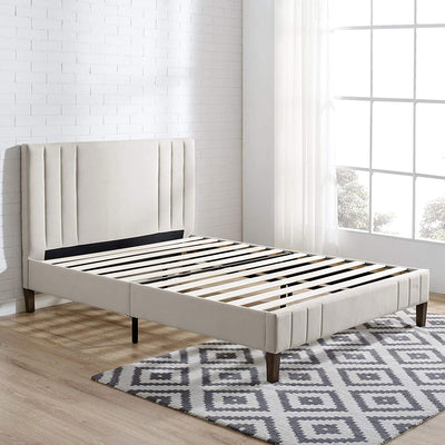 Classic Brands Chicago Modern Tufted Upholstered Platform Bed Frame, Full, Shell