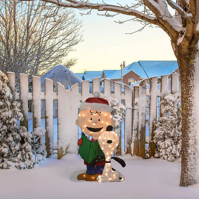 ProductWorks Peanuts Charlie Brown & Snoopy on The Mailbox Christmas Decorations - VMInnovations