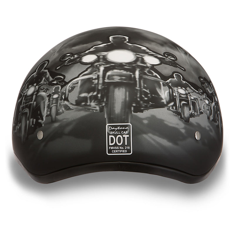 Daytona Helmets Motorcycle Half Helmet Skull Cap, X-Large, Dull Black, Guns