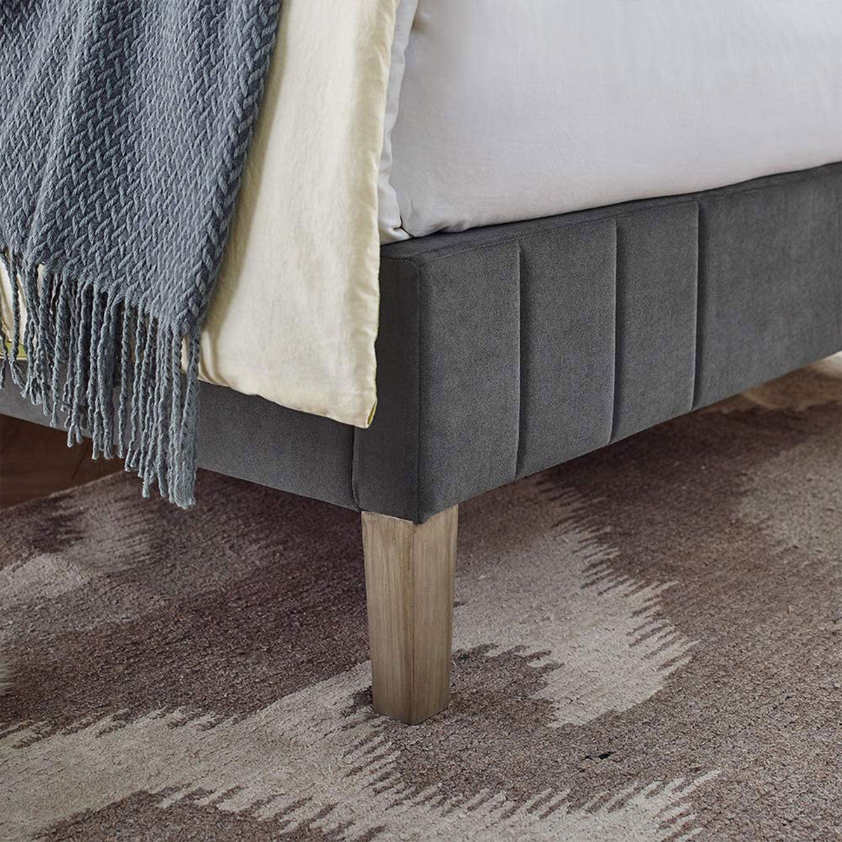 Classic Brands Chicago Tufted Upholstered Platform Bed Frame, Full, Dark Grey
