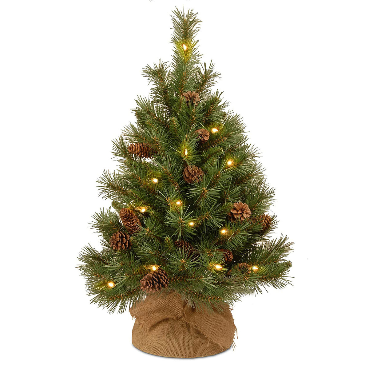 National Tree Company 36 Inch Artificial Pine Cone Christmas Tree w/LED Lights