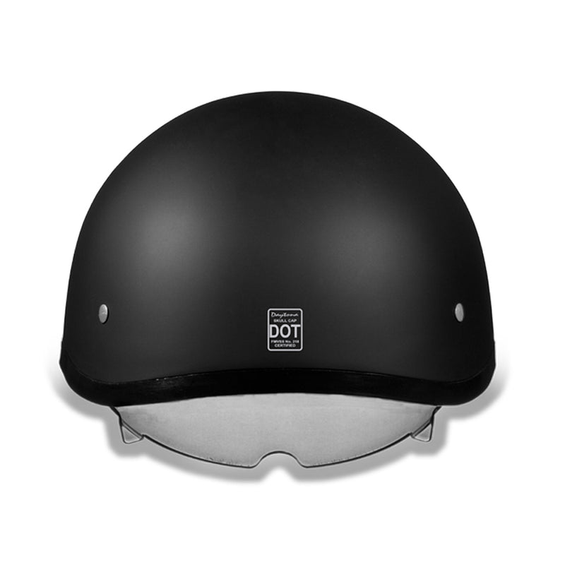 Daytona Helmets Motorcycle Half Helmet Skull Cap w/Inner Shield, XL, Dull Black