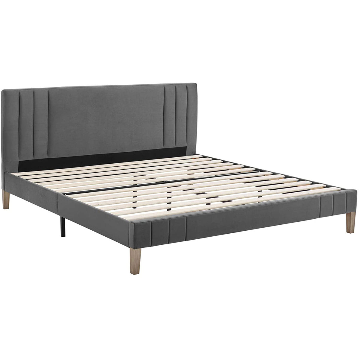 Classic Brands Chicago Tufted Upholstered Platform Bed Frame, King, Dark Grey