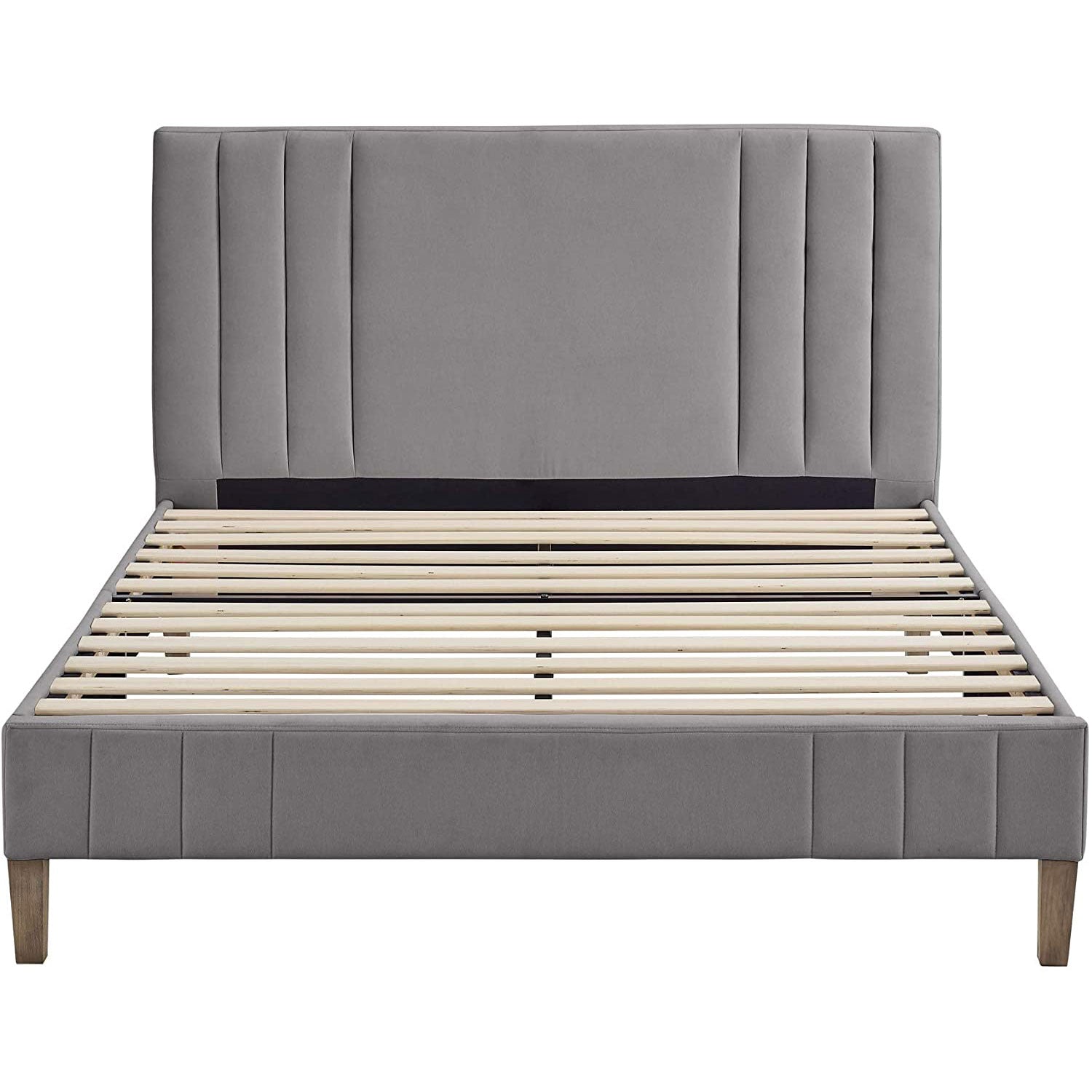 Classic Brands Chicago Tufted Upholstered Platform Bed Frame, Queen, Light Grey