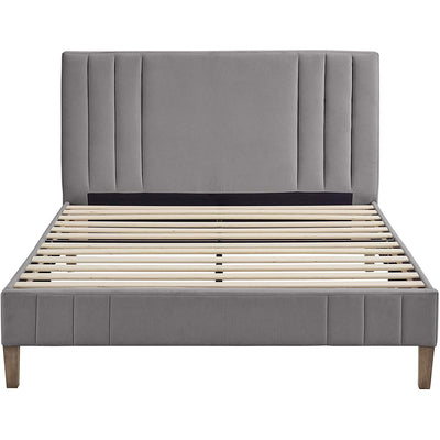 Classic Brands Chicago Tufted Upholstered Platform Bed Frame, Queen, Light Grey