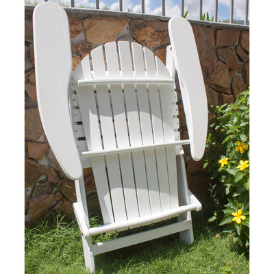 Northbeam Outdoor Acacia Foldable Wooden Deck Lounge Chair w/ Side Table, White