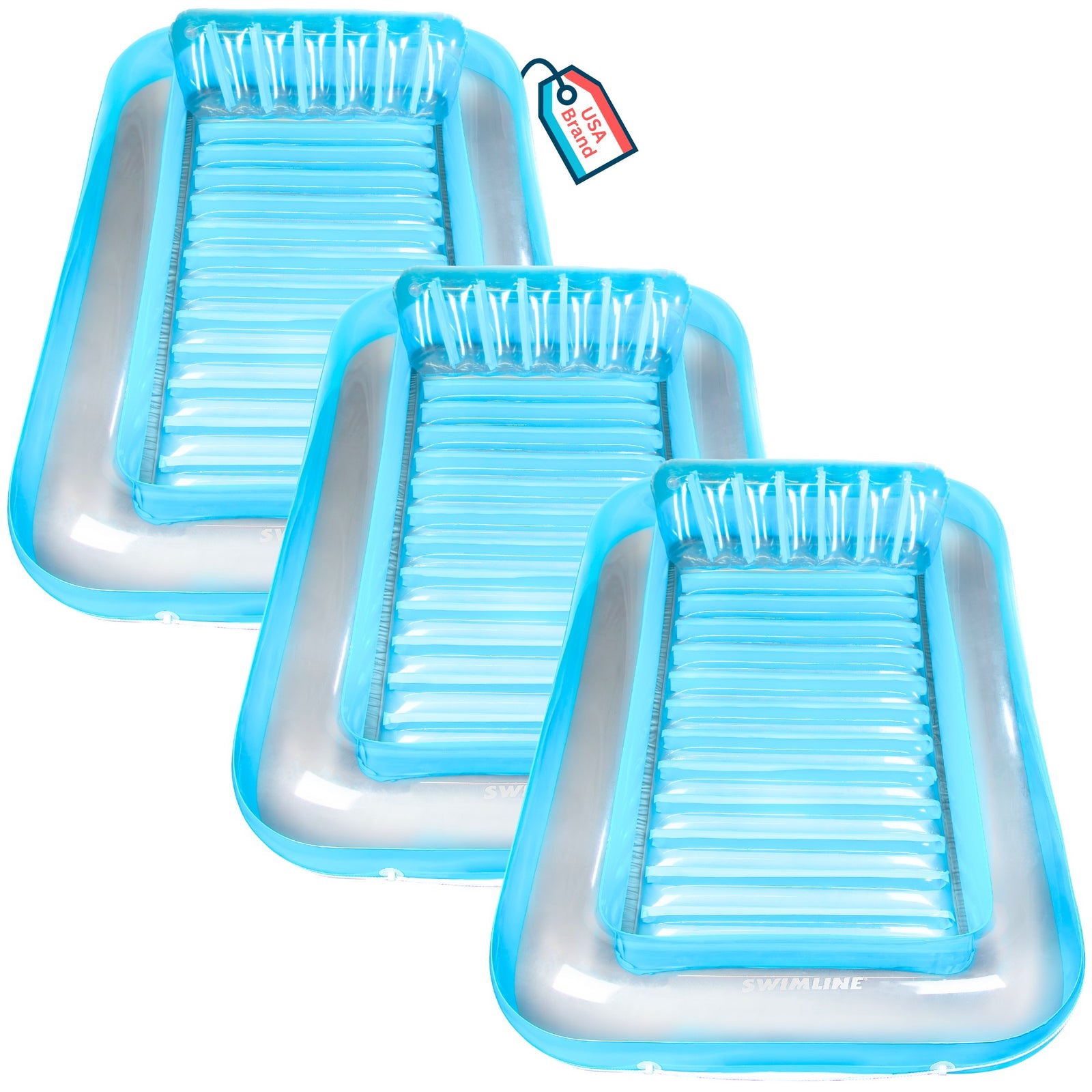 Swimline Original Suntan Tub Relaxing Outdoor Water Lounge Float, Blue (3 Pack) - VMInnovations