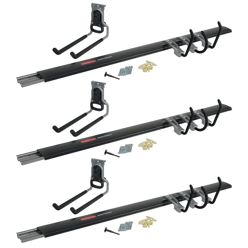 Rubbermaid FastTrack Garage 5 Piece Rail and Hook Kit Storage System (3 Pack)
