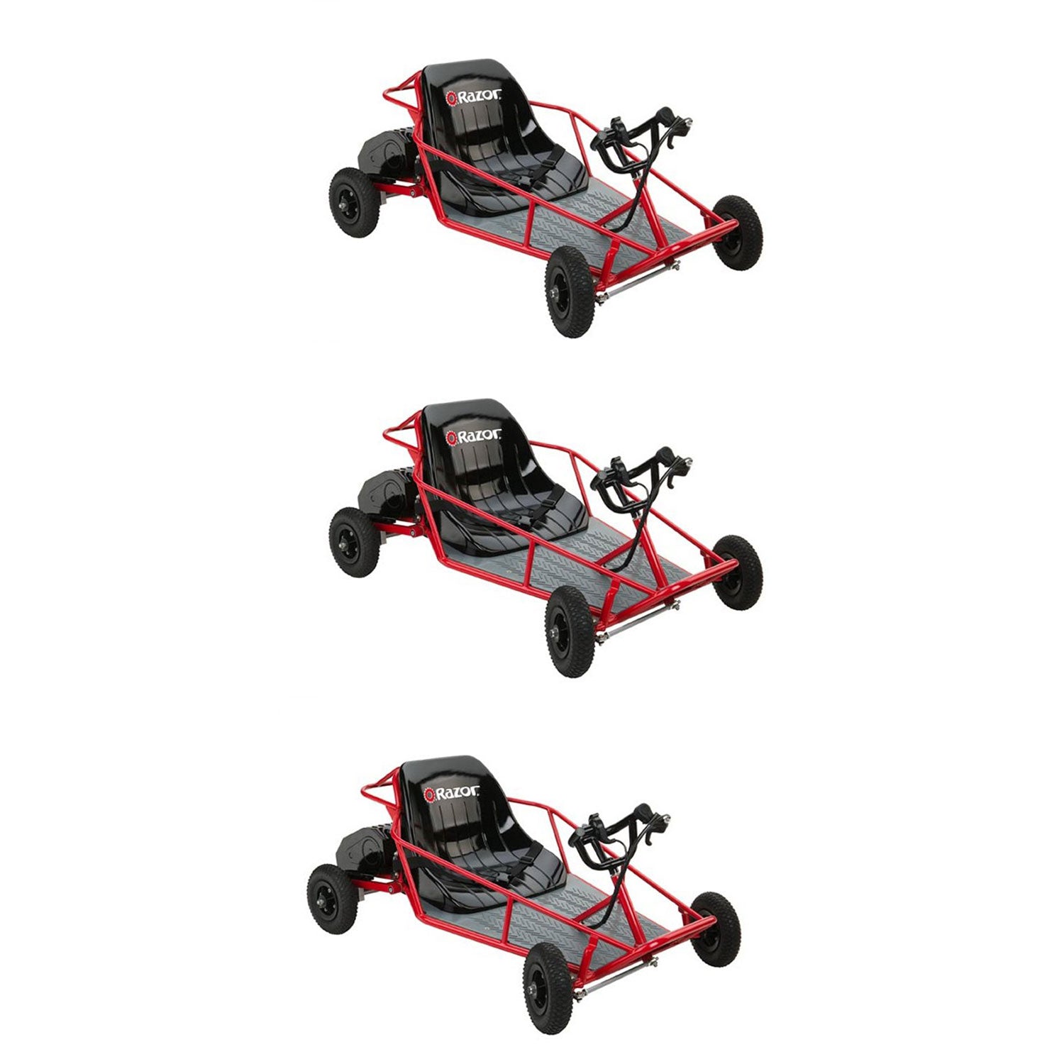 Razor Dune Buggy 25143511 Electric Powered Runner Kids Car Go Cart, Red (3 Pack)