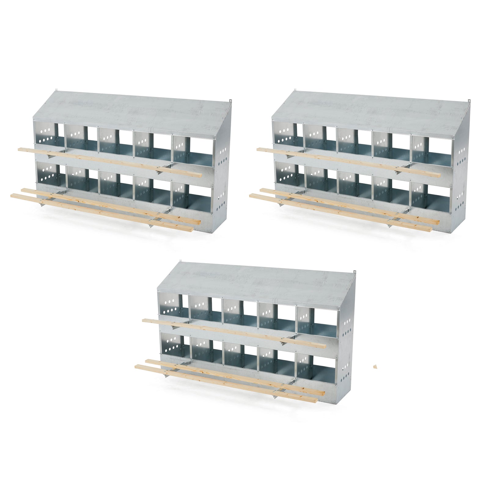 Brower 410B Galvanized Steel 10 Hole 50 Bird Nest Chicken Brooding Box (3 Pack) - VMInnovations