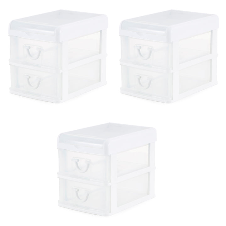 Gracious Living 2 Drawer Desktop Countertop Organizer with Flip Top Lid (3 Pack)