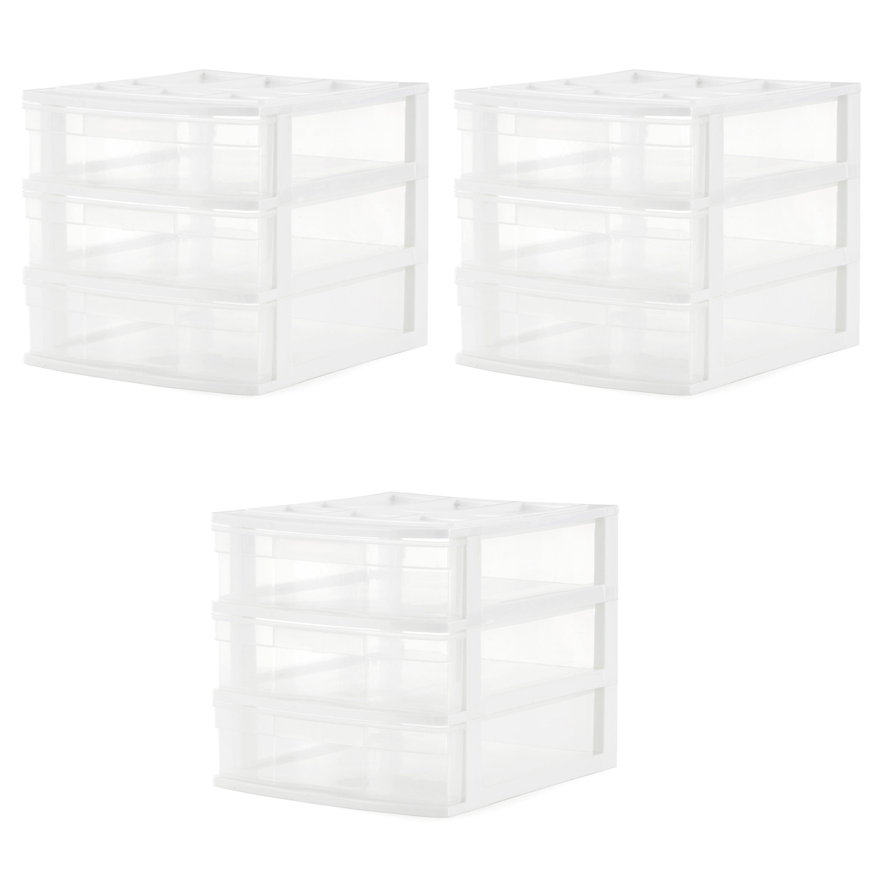 Gracious Living 3 Drawer Desktop Countertop Storage with Organizer Lid (3 Pack)