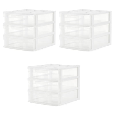 Gracious Living 3 Drawer Desktop Countertop Storage with Organizer Lid (3 Pack)
