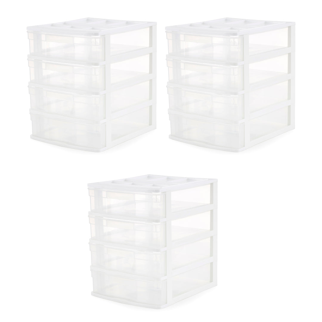 Gracious Living 4 Drawer Desktop Countertop Storage with Organizer Lid (3 Pack)