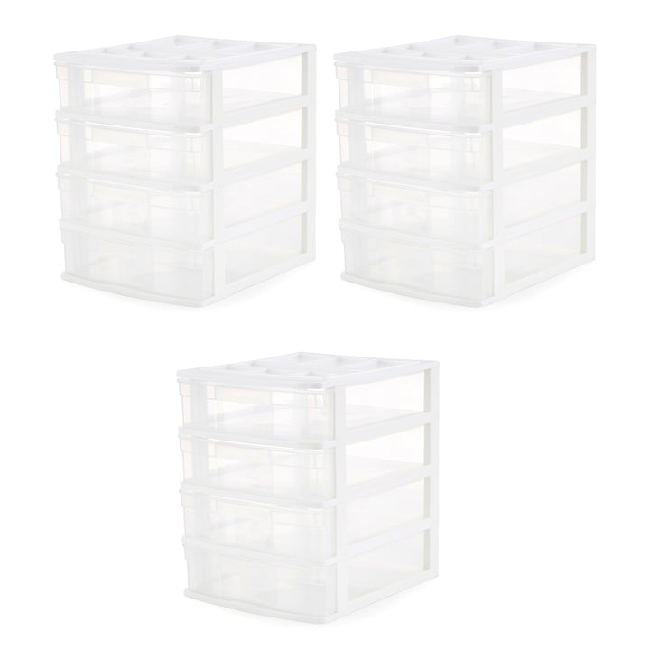 Gracious Living 4 Drawer Desktop Countertop Storage with Organizer Lid (3 Pack)