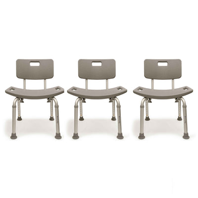 Bios Living 250 Pound Support Non Slip Adjustable Bath Bench with Back (3 Pack)