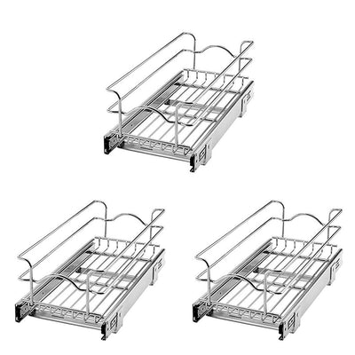 Rev A Shelf 5WB1-0918-CR 9 x 18 Inch Kitchen Cabinet Pull Out Basket (3 Pack) - VMInnovations