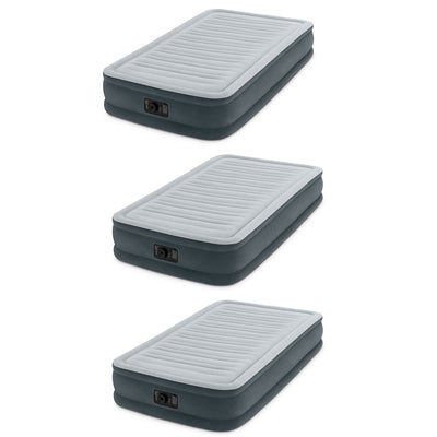 Intex PVC Dura-Beam Series Mid Rise Airbed with Built In Pump, Twin (3 Pack)