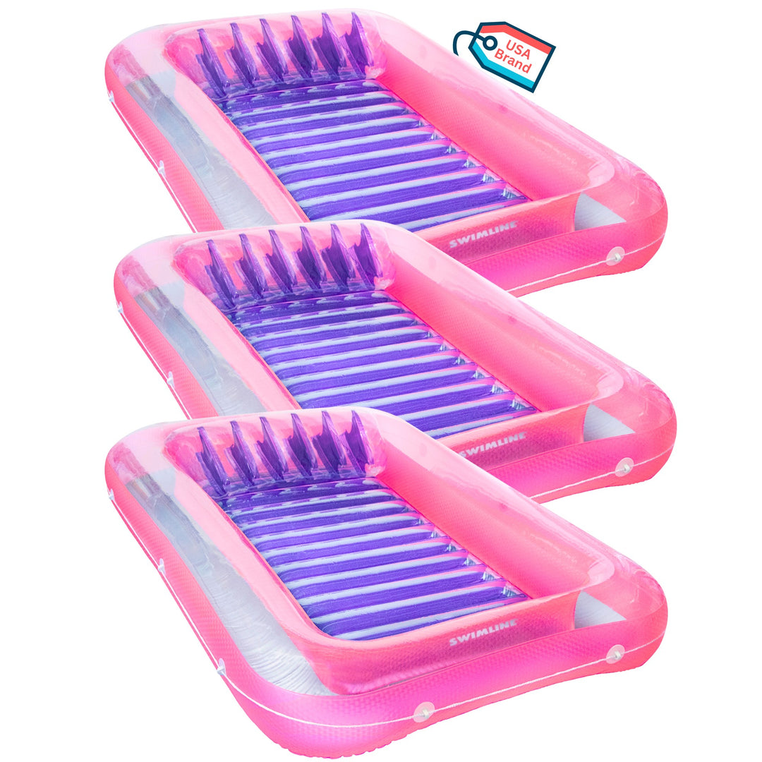 Swimline 71" Swimming Pool Inflatable Suntan Tub Float Lounge Chairs (3 Pack) - VMInnovations