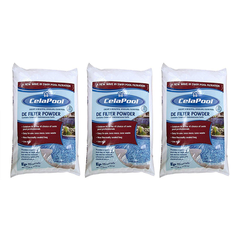CelaPool Swimming Pool DE Filter Diatomaceous Earth Powder 18lbs 3-pack