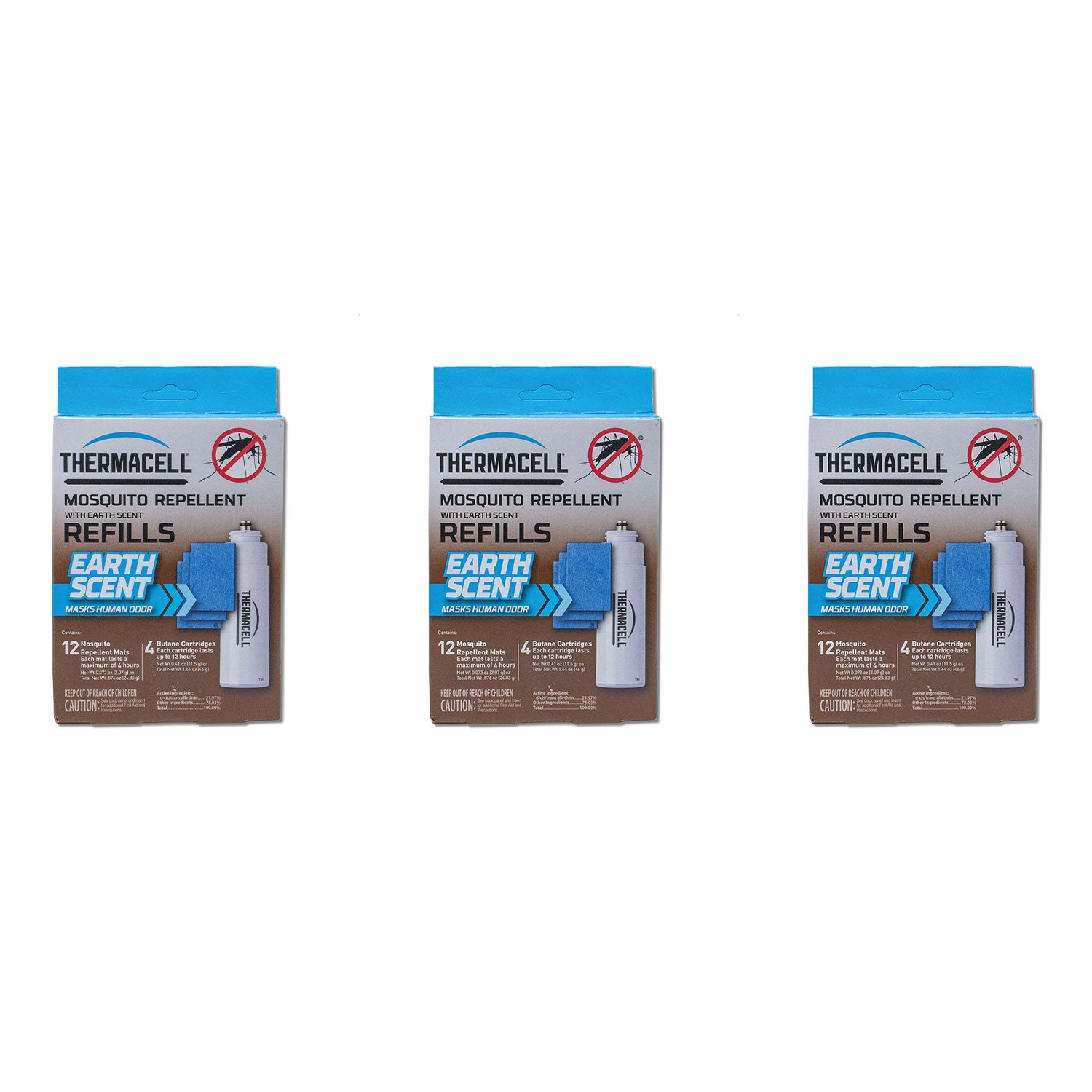 Thermacell E-4 Mosquito Repellent Refills w/12 Mats & 4 Fuel Cartridges (3 Pack)
