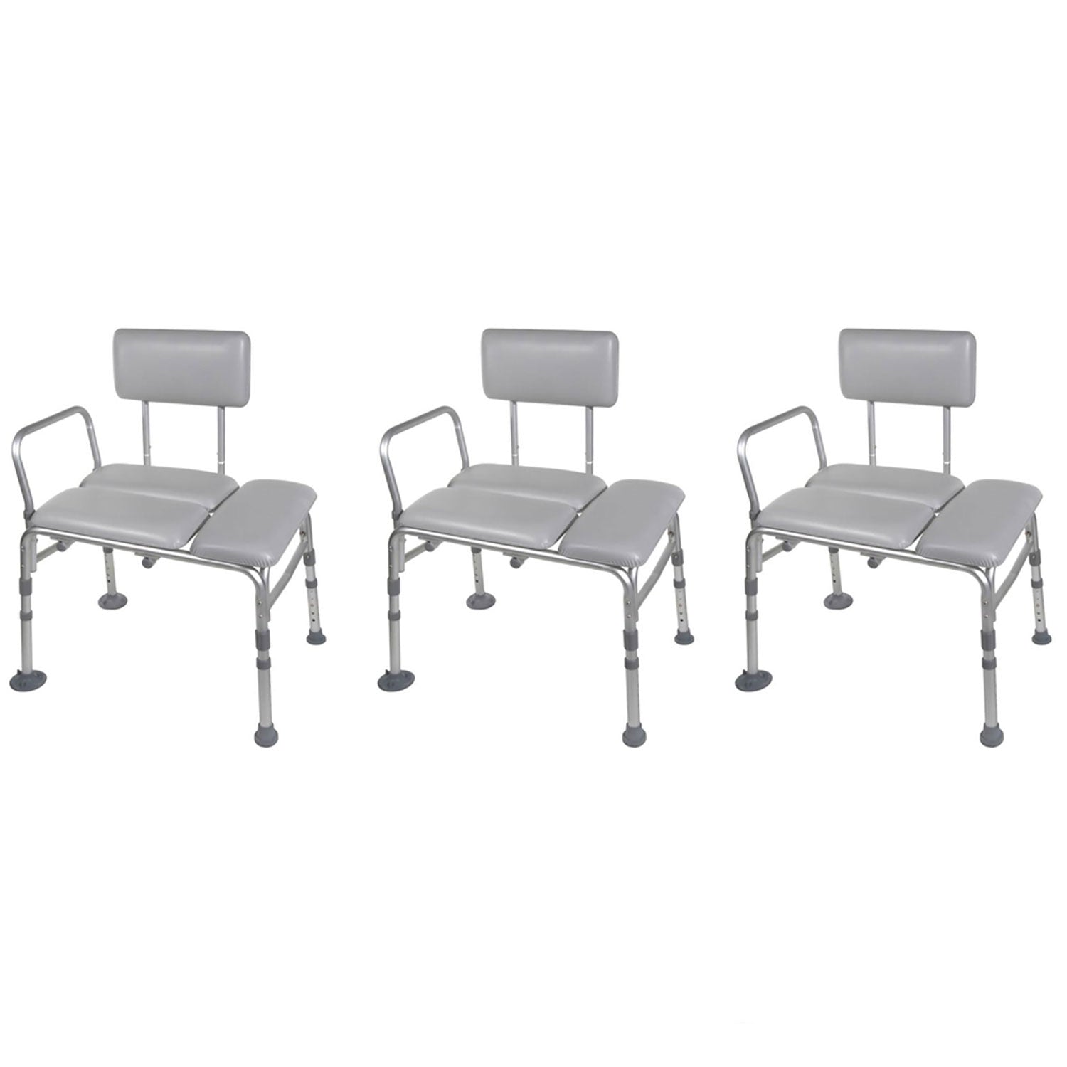 Bios Living Non Slip Adjustable Bath Transfer Bench with Back, Gray (3 Pack)