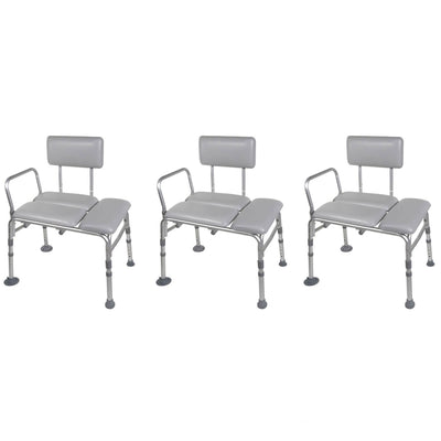 Bios Living Non Slip Adjustable Bath Transfer Bench with Back, Gray (3 Pack)