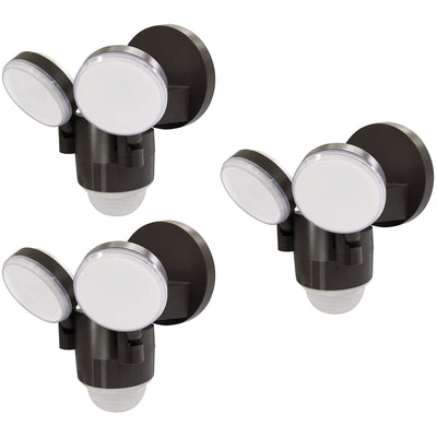 IQ America Twin Wall Mounted Motion Sensing LED Flood Light, Bronze (3 Pack)