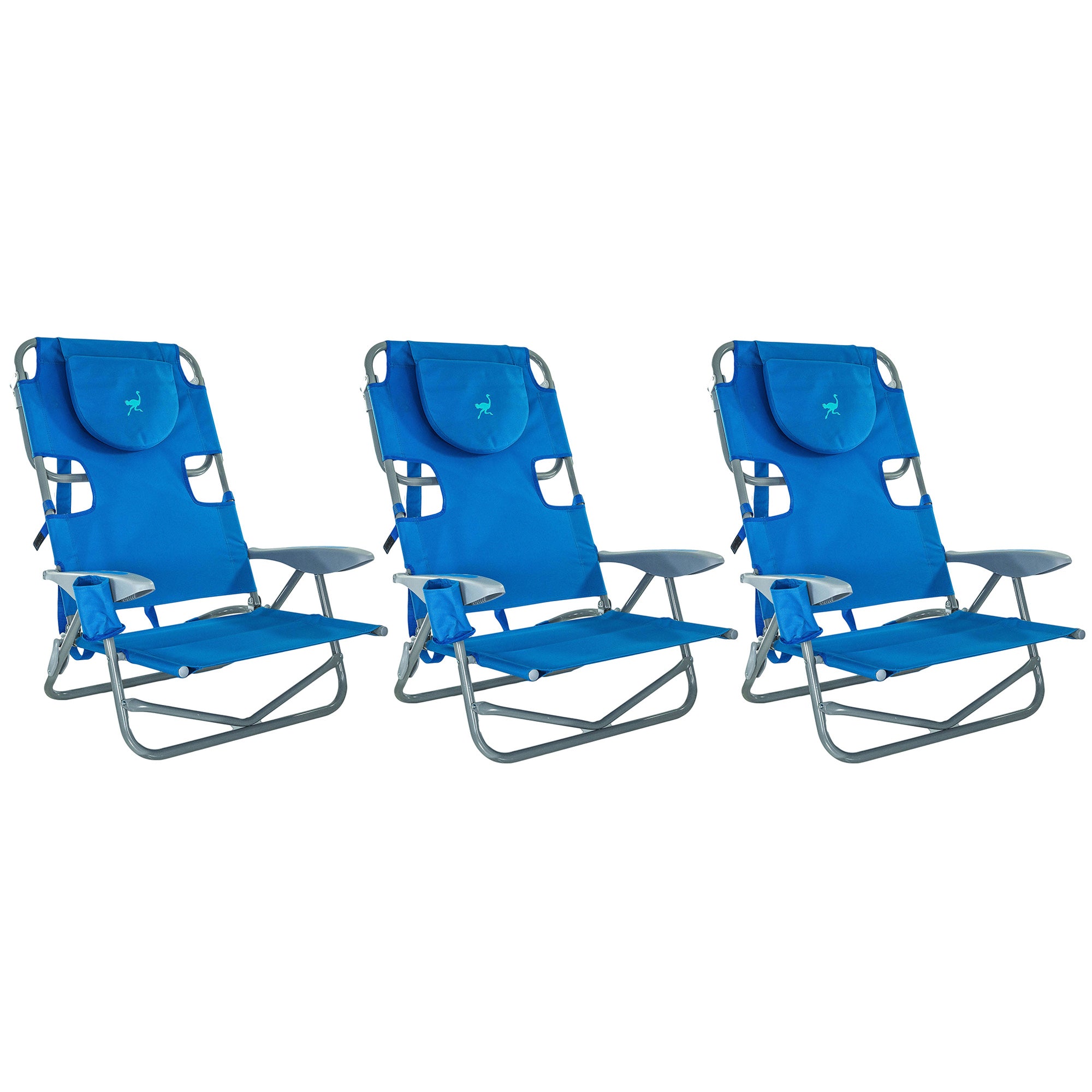 Ostrich On-Your-Back Outdoor Lounge 5 Position Reclining Beach Chair (3 Pack)