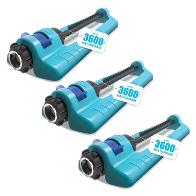 Aqua Joe 3 Pack Oscillating Sprinkler w/ Adjustable Spray, 3600 Sq. Ft. Coverage - VMInnovations