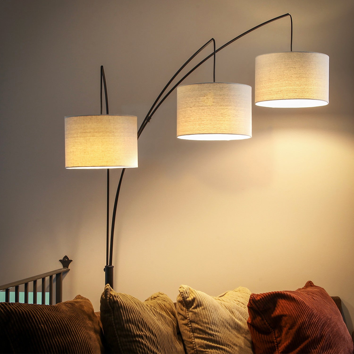 Brightech 9.5 Watt LED Bulb 3 Lights with Shades Arc Floor Lamp, Black(Open Box) - VMInnovations